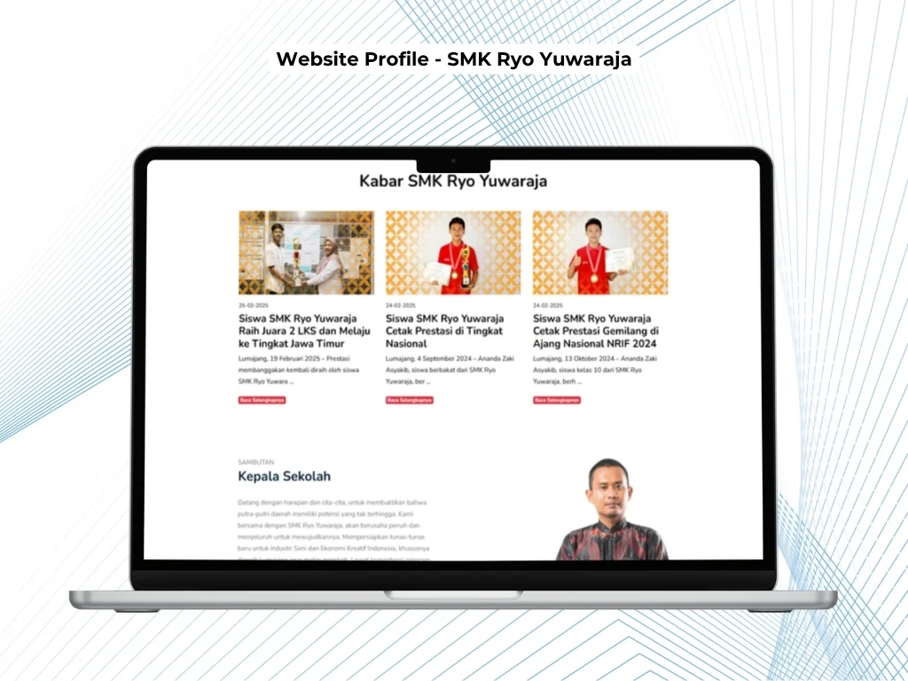 Tampilan lanjutan website SMK Ryo Yuwaraja